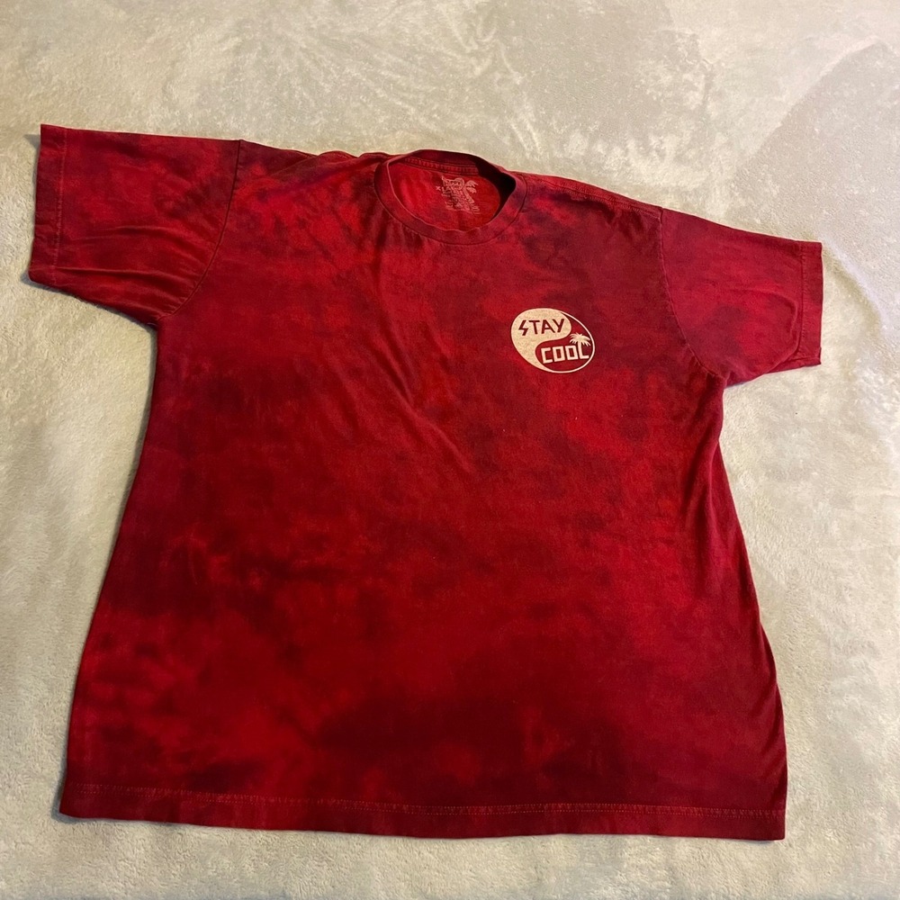 Happy Hour Shades Stay Cool Tie Dye T Shirt Mens‎ XL Red Short Sleeve Cotton